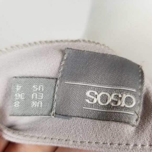 ASOS Light Gray Short Sleeve Shift Dress Size 4 - Picture 5 of 6